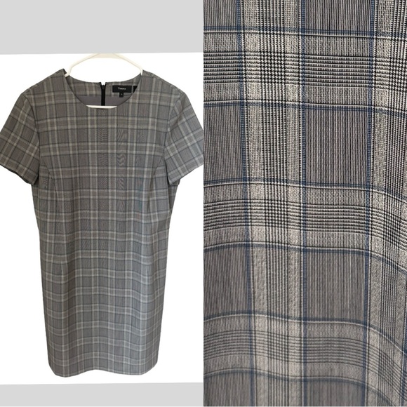 THEORY Jatinn Shift Dress Wool Blend Short Sleeve Plaid Size 10 - Picture 16 of 16